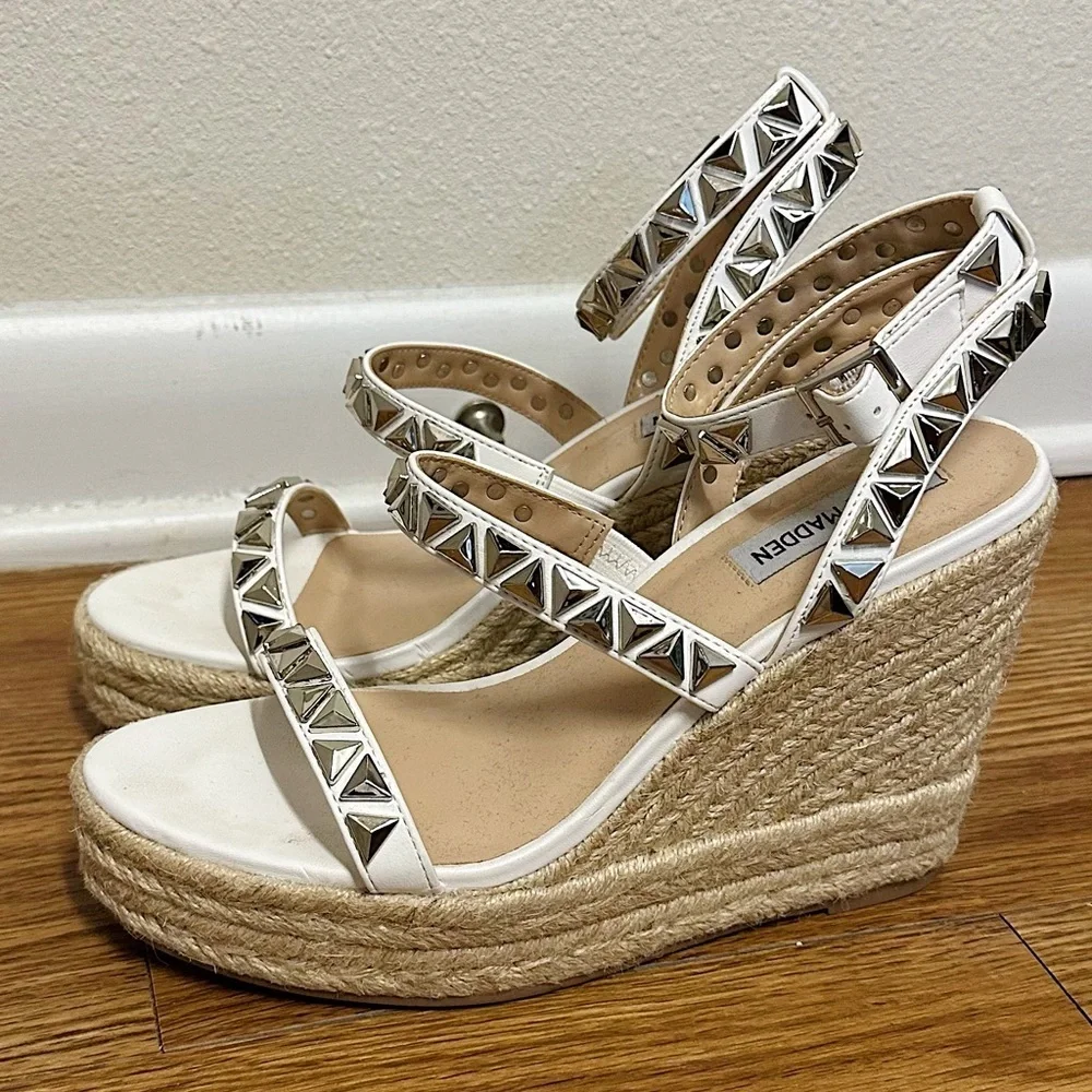 STEVE MADDEN Wedge Platform Studded Sandals Espadrilles
